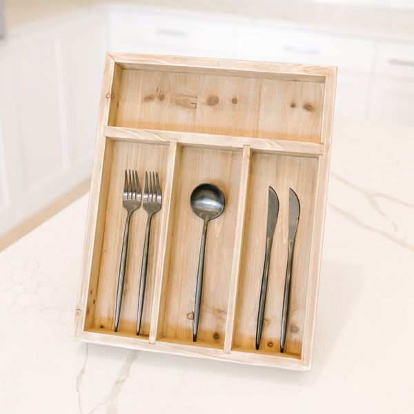 16" x 13" Wood Utensil Organizer Tray - Natural