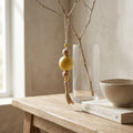 8" wood ornament with tassel - beads styled as seasonal home decor