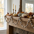 36x1 wood bead garland varied, ntrl/gy/wh