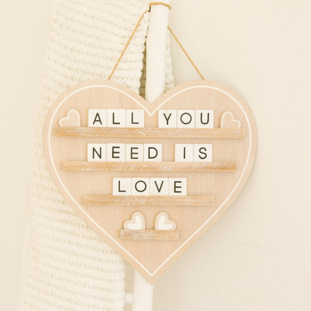 18" Hanging Wood Letterboard - Heart | Natural and White
