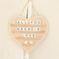 18" Hanging Wood Letterboard - Heart | Natural and White