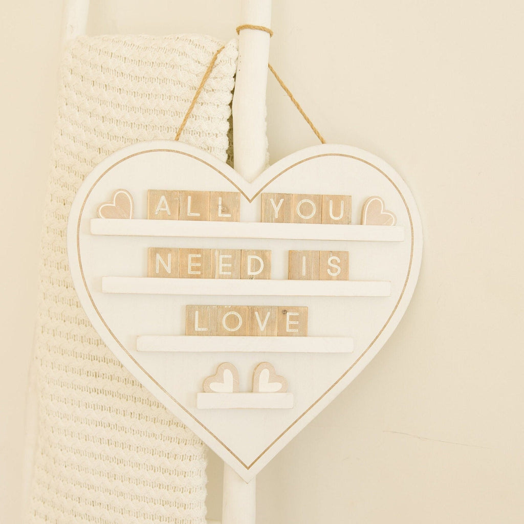 18" Hanging Wood Letterboard - Heart | White